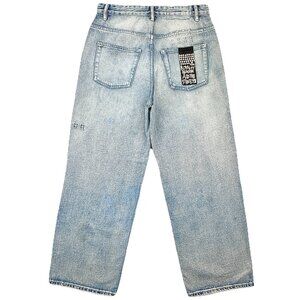 Ksubi Maxx Punk Wide Leg Jeans Mens 31x30 Blue MFA22DJ077 Faded Denim Streetwear